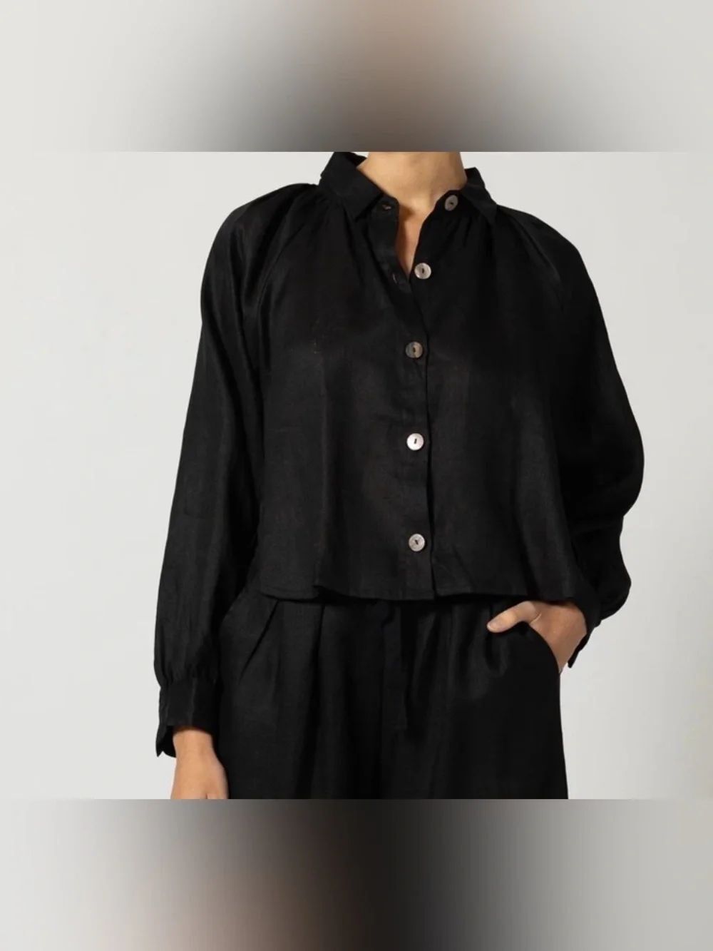 Cleobella 100% linen black blouse NWT Size S